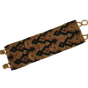 unique beaded cuff bracelet with aztec-inspired pattern